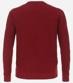 Redmond heren trui katoen, V-hals, rood (middeldik)
