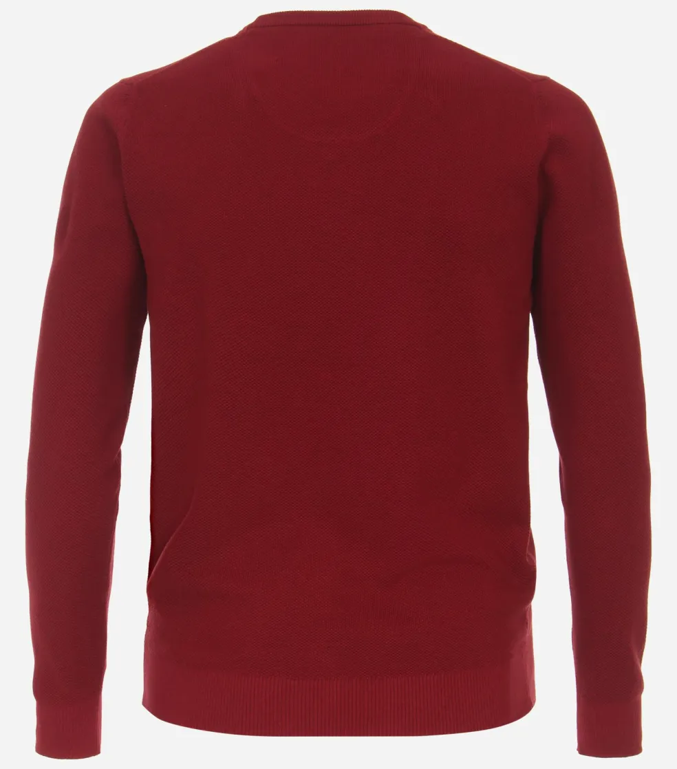 Redmond heren trui katoen, V-hals, rood (middeldik)