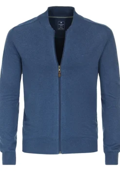 Redmond heren vest katoen, opstaande kraag, blauw (middeldik)
