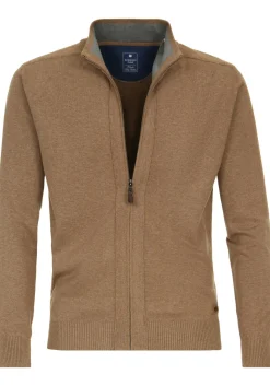 Redmond heren vest katoen, opstaande kraag, camel (middeldik)