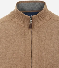 Redmond heren vest katoen, opstaande kraag, camel (middeldik)