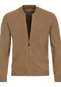 Redmond heren vest katoen, opstaande kraag, camel (middeldik)