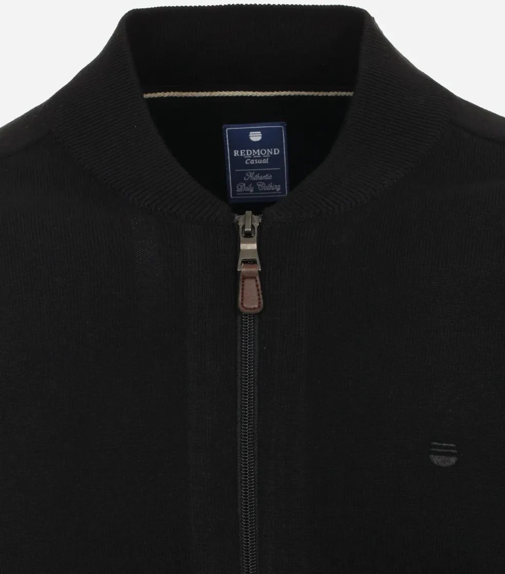Redmond heren vest katoen, opstaande kraag, zwart (middeldik)