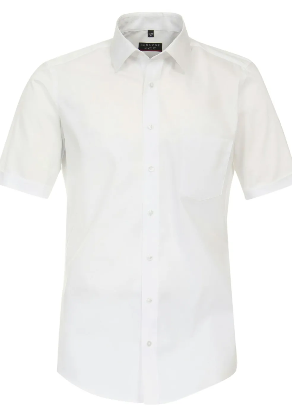 Redmond modern fit overhemd, korte mouw, popeline, wit