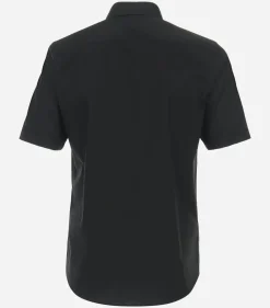 Redmond modern fit overhemd, korte mouw, popeline, zwart