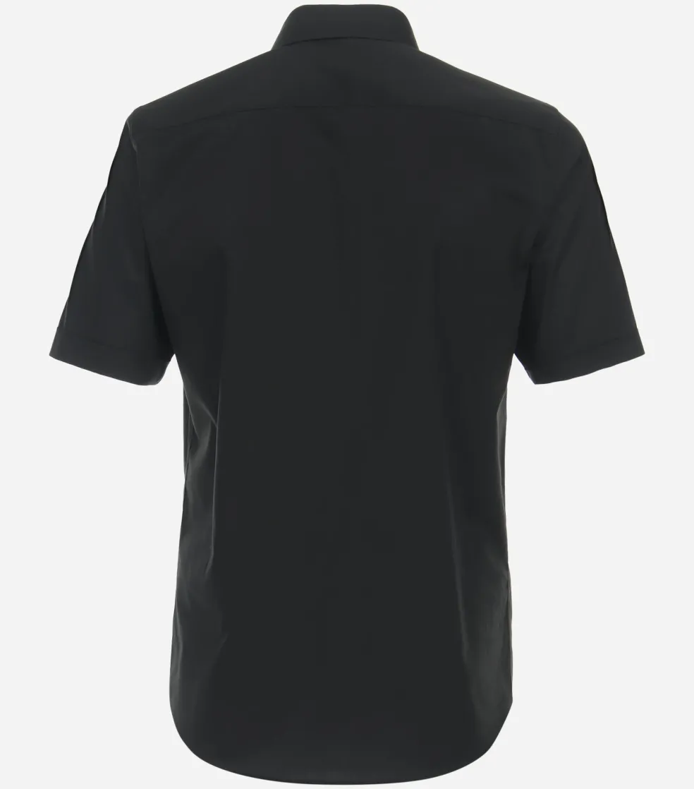 Redmond modern fit overhemd, korte mouw, popeline, zwart