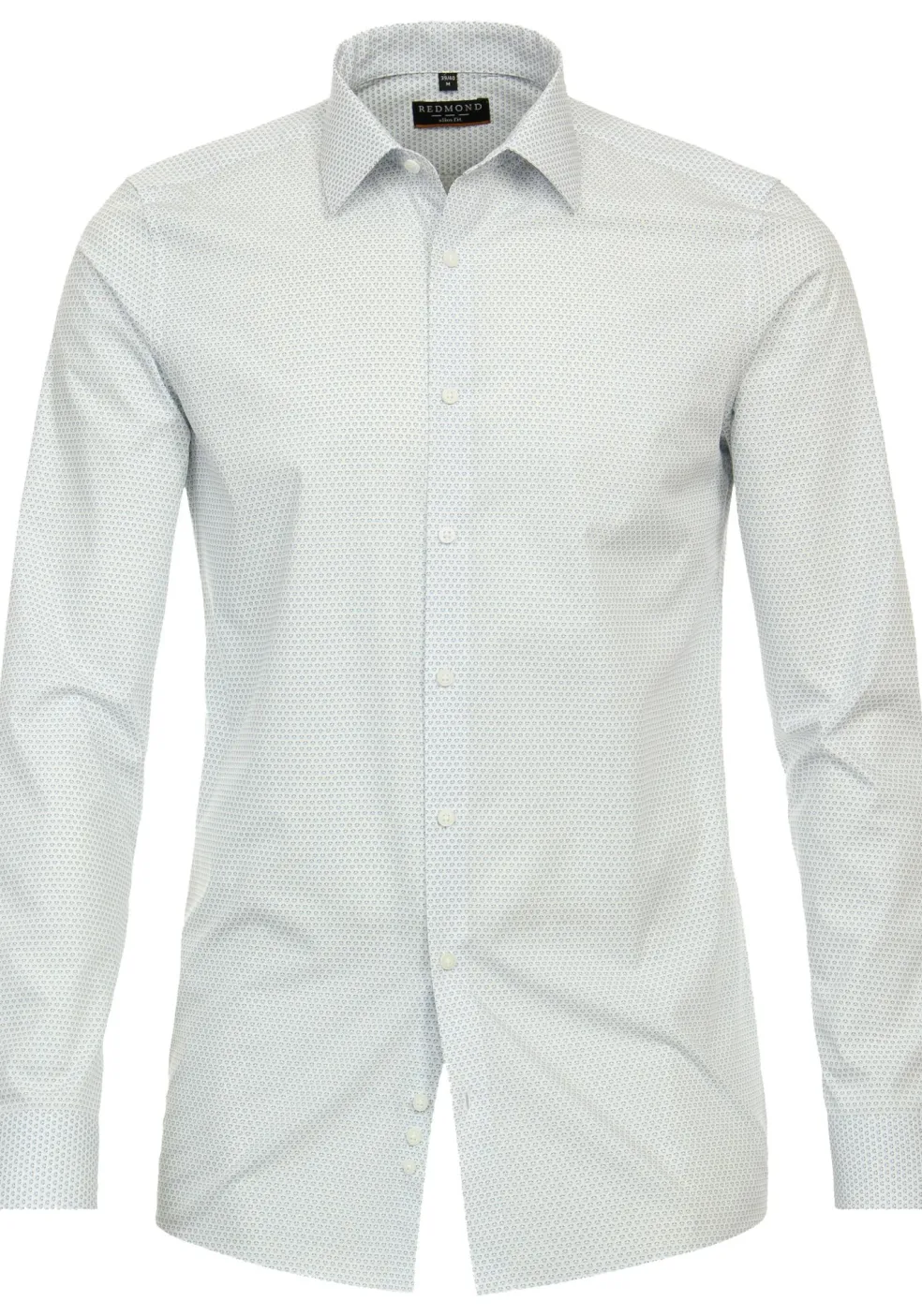 Redmond modern fit overhemd, popeline, wit met blauw dessin