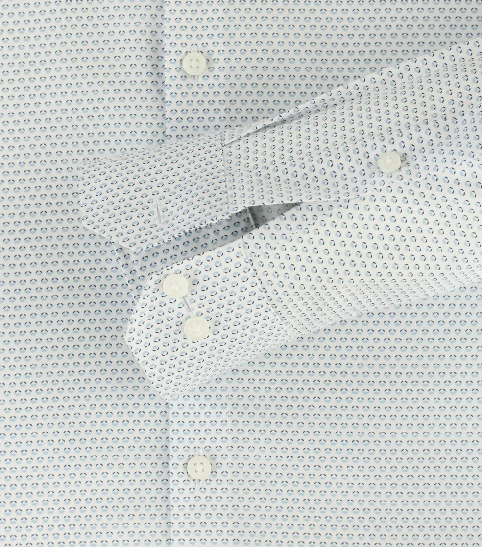 Redmond modern fit overhemd, popeline, wit met blauw dessin