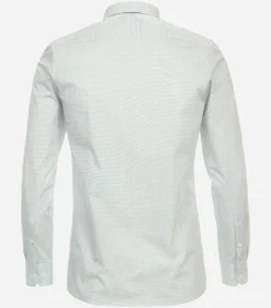 Redmond modern fit overhemd, popeline, wit met blauw dessin