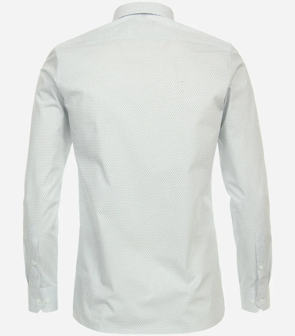 Redmond modern fit overhemd, popeline, wit met blauw dessin