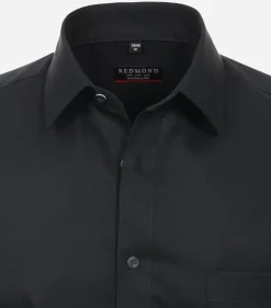 Redmond modern fit overhemd, popeline, zwart