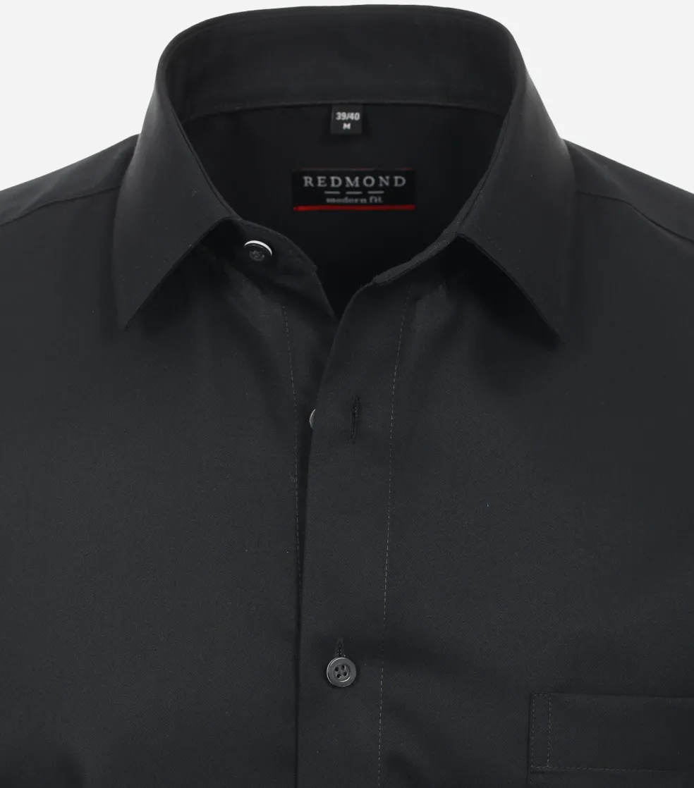 Redmond modern fit overhemd, popeline, zwart
