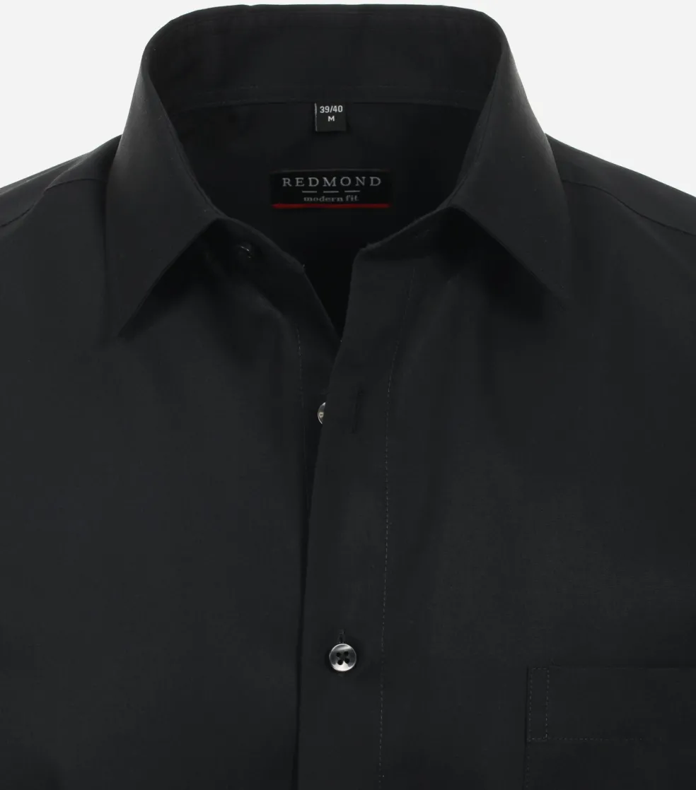Redmond modern fit overhemd, popeline, zwart