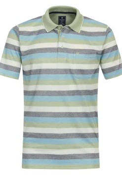 Redmond regular fit heren polo, pique, groen gestreept