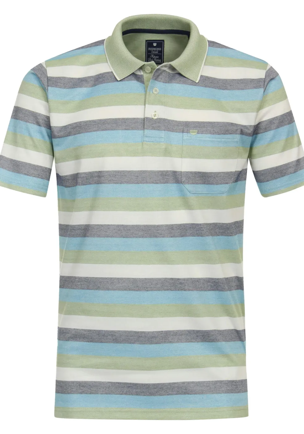 Redmond regular fit heren polo, pique, groen gestreept