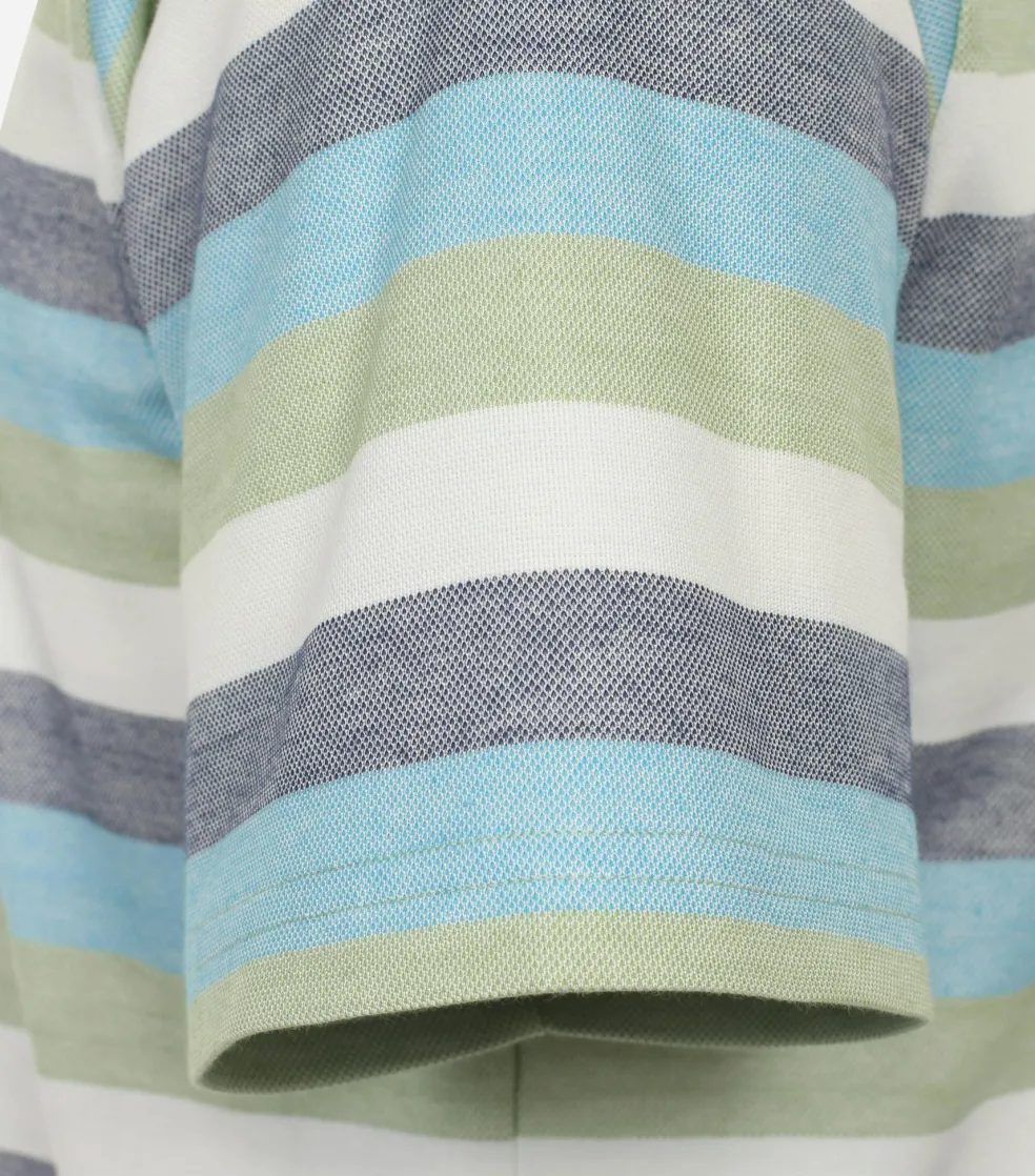 Redmond regular fit heren polo, pique, groen gestreept
