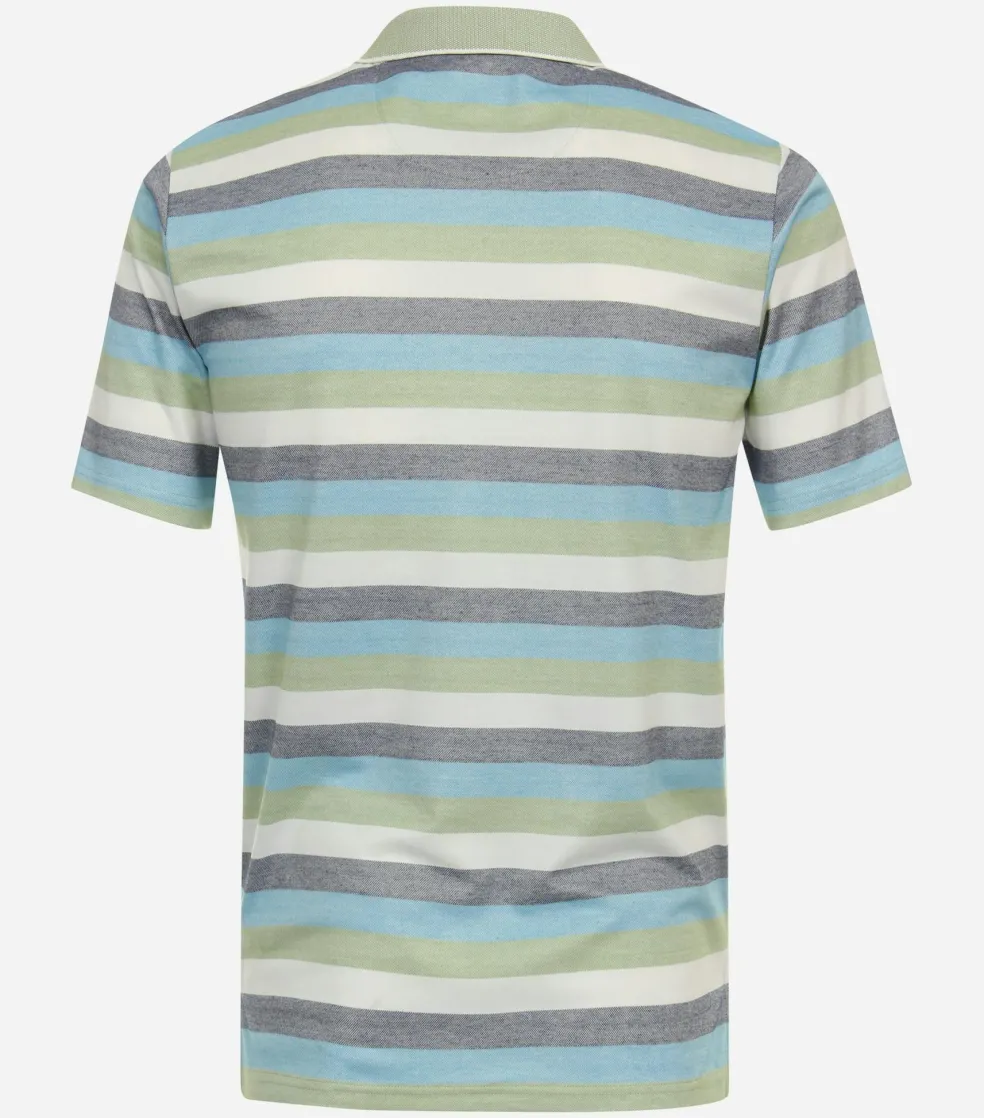 Redmond regular fit heren polo, pique, groen gestreept