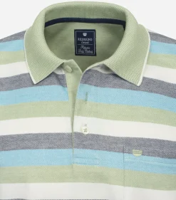Redmond regular fit heren polo, pique, groen gestreept