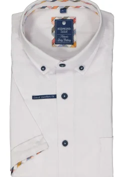 Redmond regular fit overhemd, korte mouw, Oxford, wit