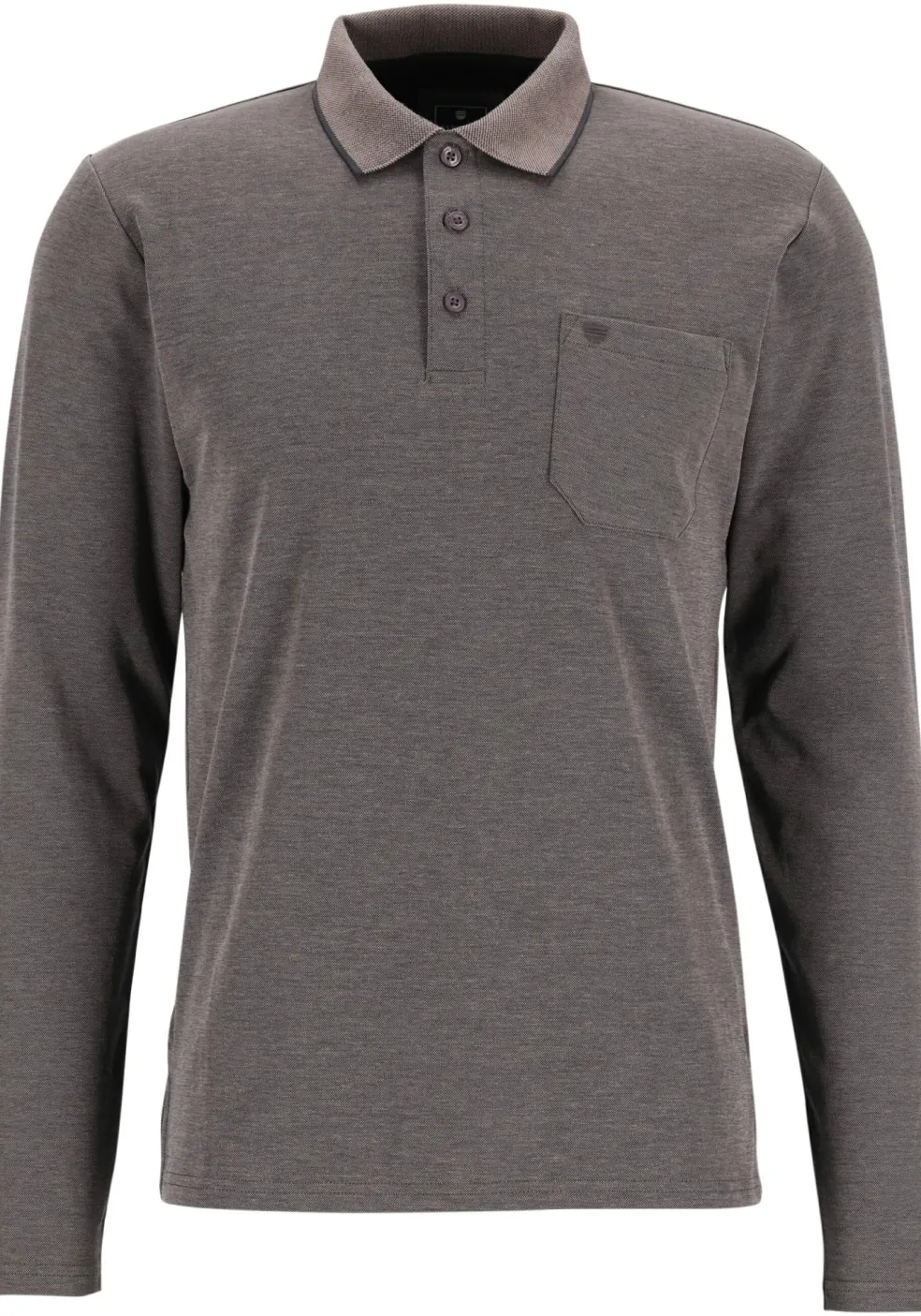 Redmond regular fit polo lange mouw, antraciet melange