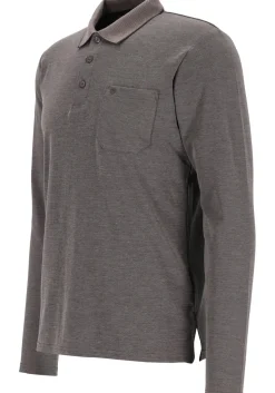 Redmond regular fit polo lange mouw, antraciet melange