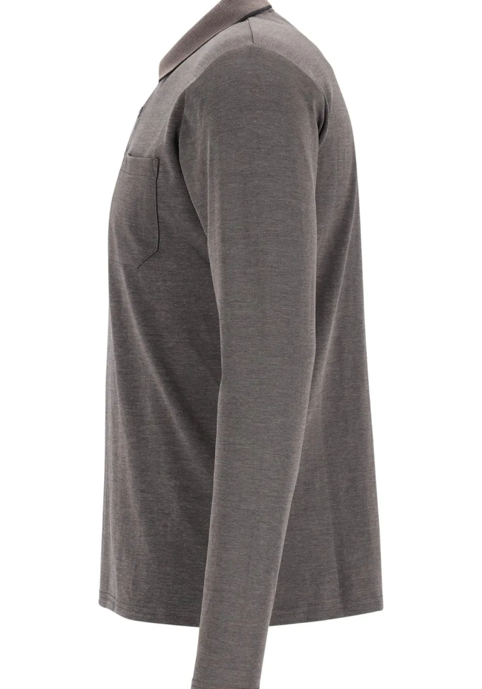 Redmond regular fit polo lange mouw, antraciet melange