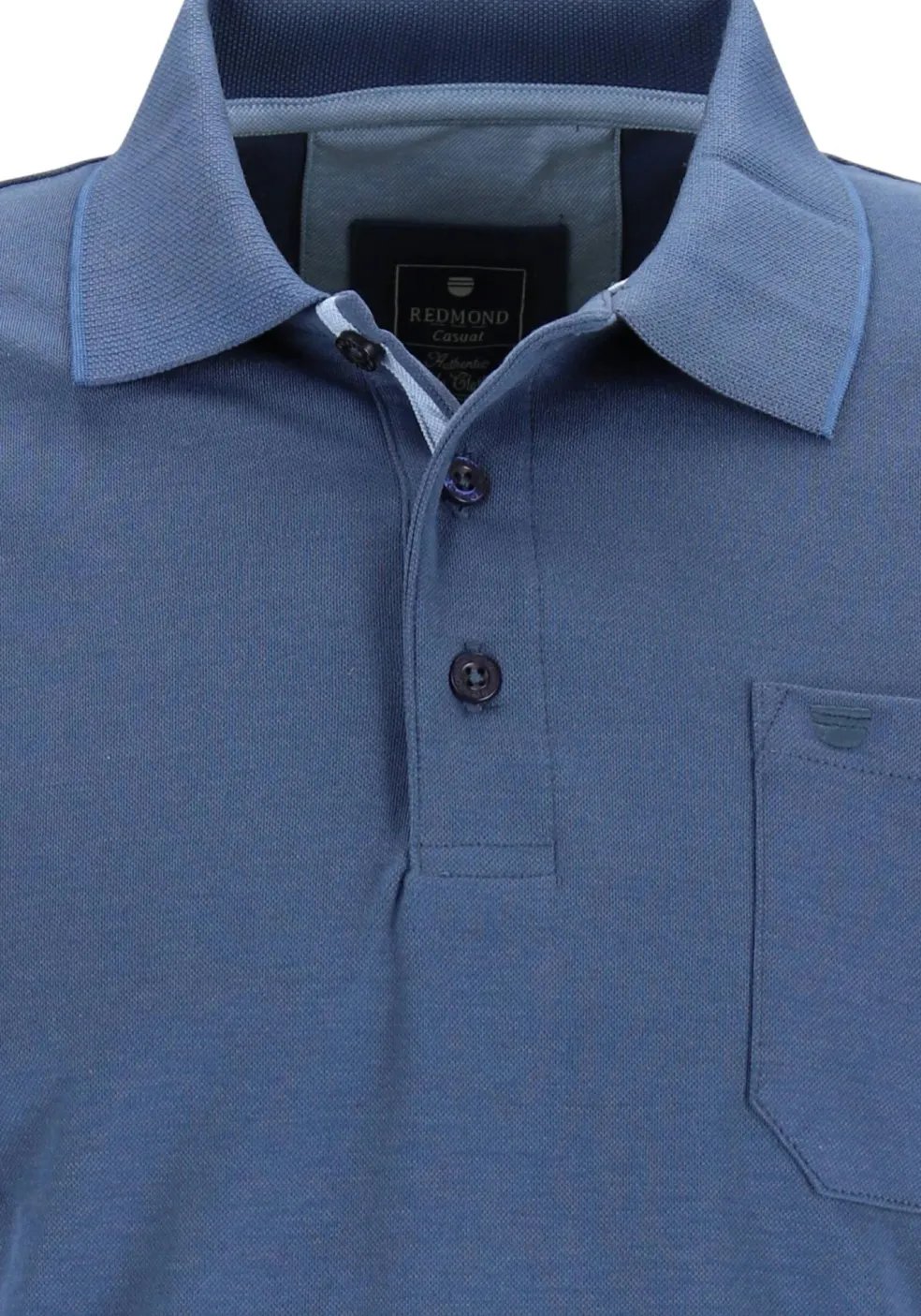 Redmond regular fit polo lange mouw, blauw melange