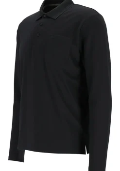 Redmond regular fit polo lange mouw, zwart melange