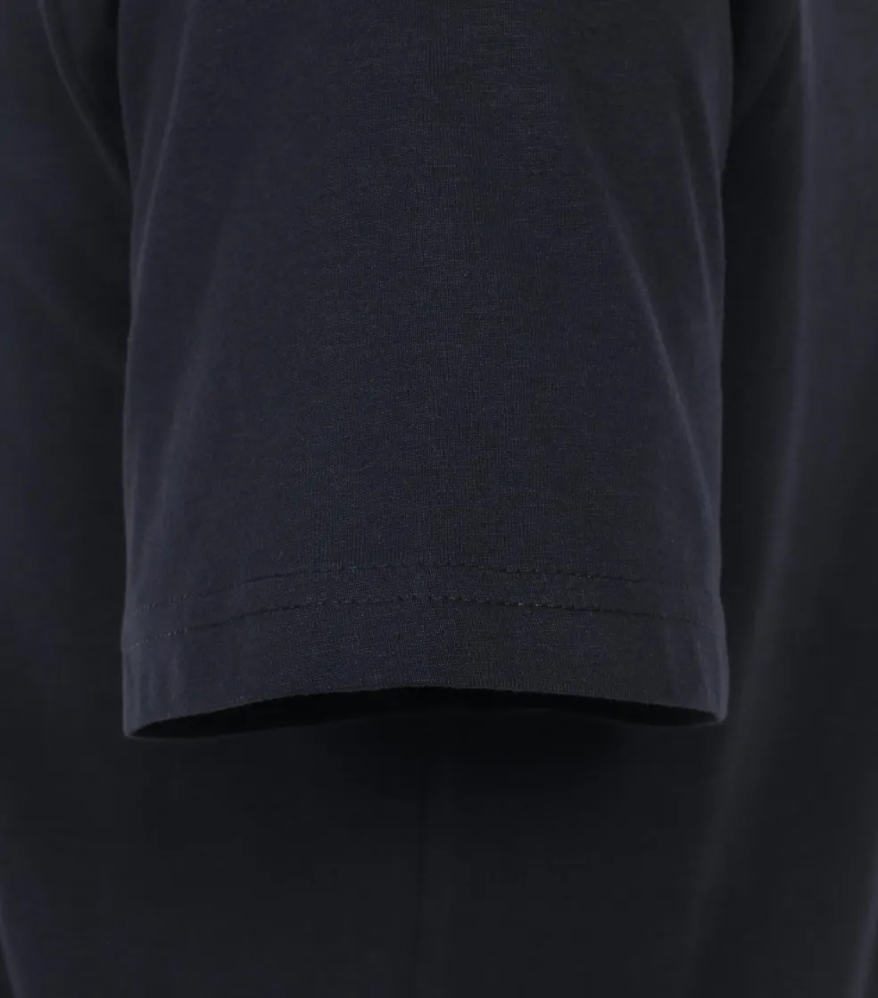 Redmond regular fit T-shirt, korte mouw O-hals met knoopsluiting, blauw