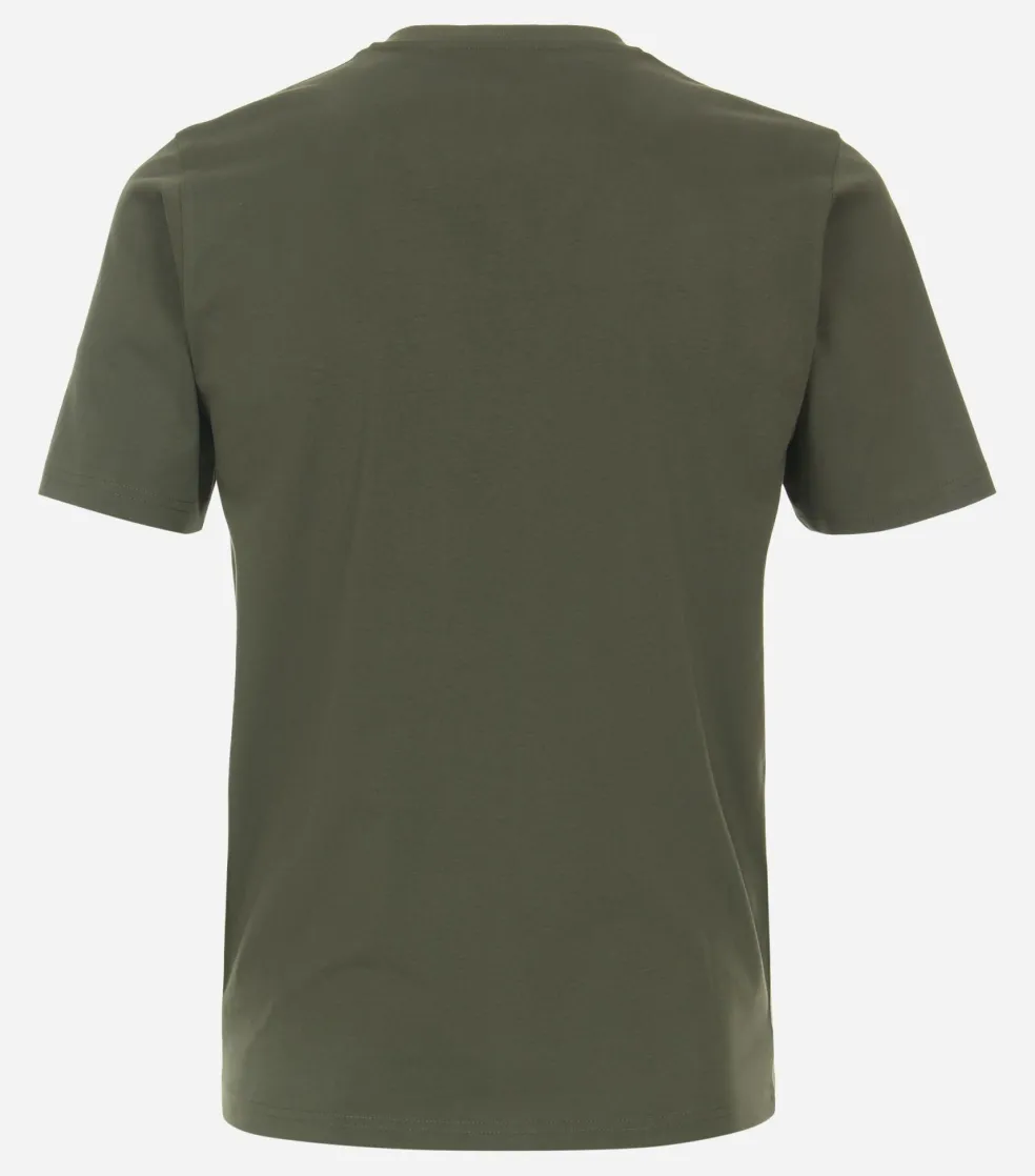 Redmond regular fit T-shirt, korte mouw O-hals met knoopsluiting, groen