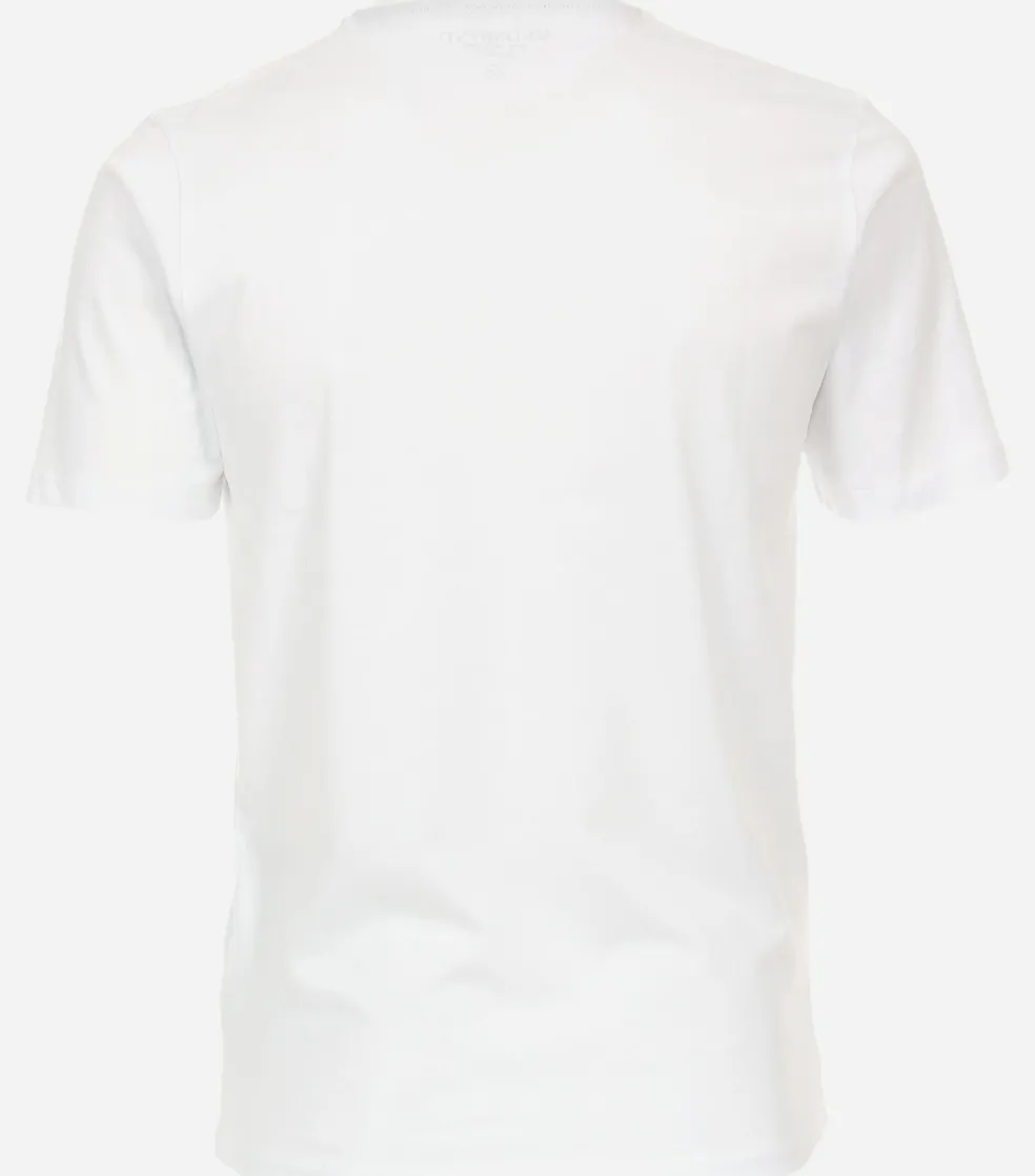 Redmond regular fit T-shirt, korte mouw O-hals met knoopsluiting, wit