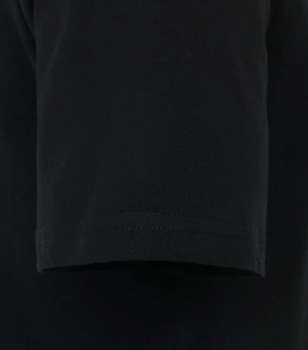 Redmond regular fit T-shirt, korte mouw O-hals met knoopsluiting, zwart