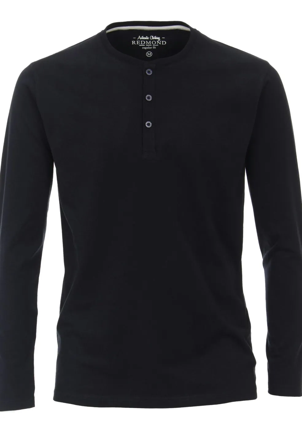 Redmond regular fit T-shirt, lange mouw O-hals met knoopsluiting, blauw