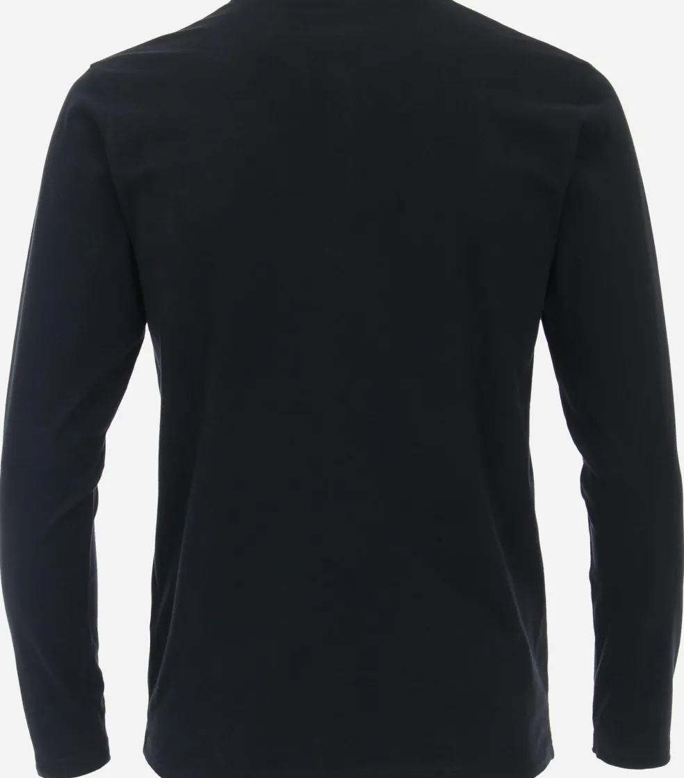 Redmond regular fit T-shirt, lange mouw O-hals met knoopsluiting, blauw