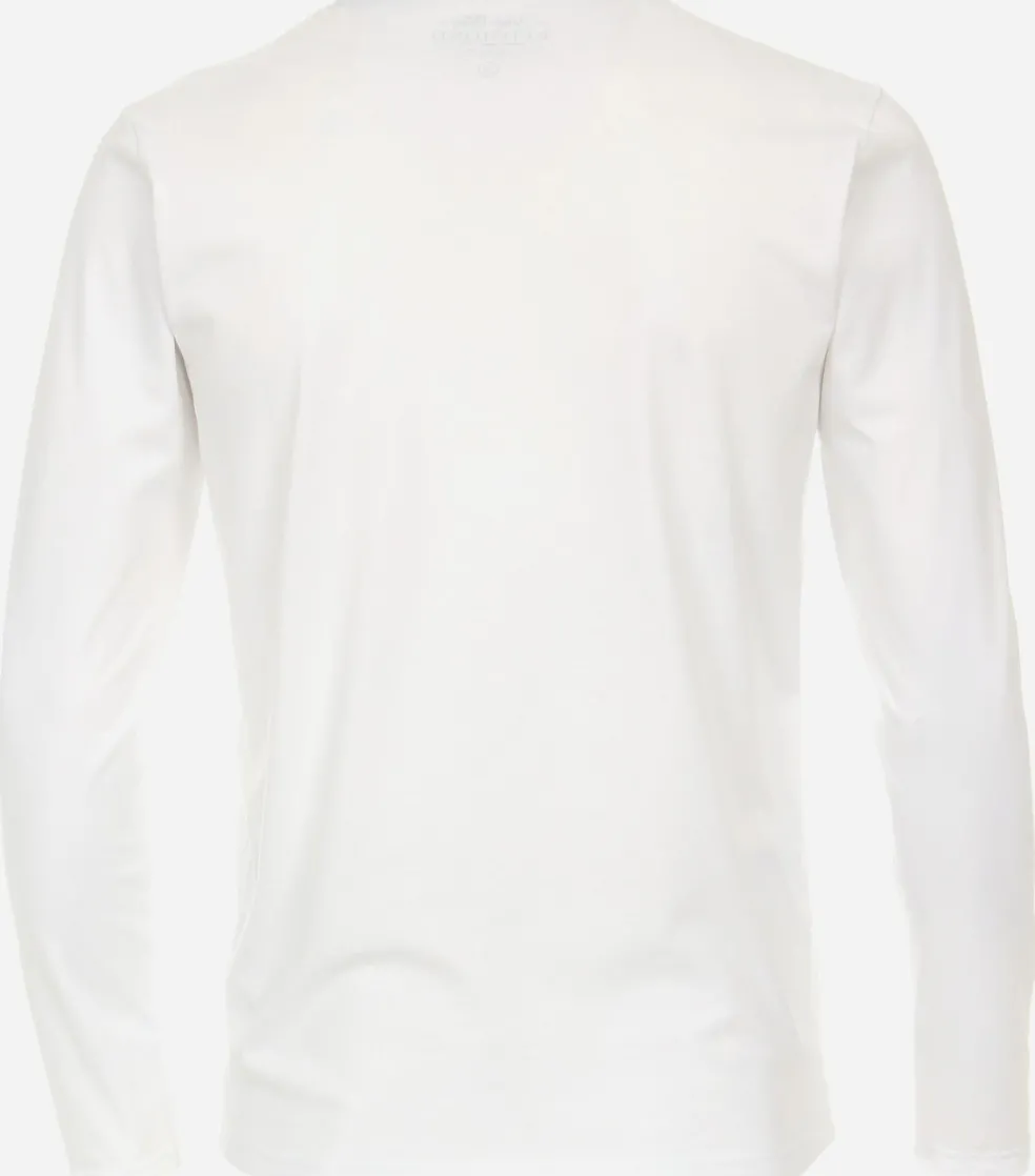 Redmond regular fit T-shirt, lange mouw O-hals met knoopsluiting, wit