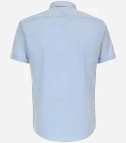 Redmond slim fit overhemd, korte mouw, popeline, blauw