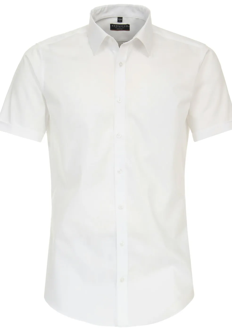 Redmond slim fit overhemd, korte mouw, popeline, wit