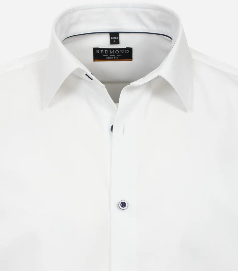 Redmond slim fit overhemd, popeline, wit