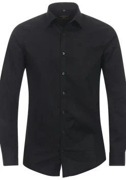 Redmond slim fit overhemd, popeline, zwart