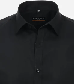 Redmond slim fit overhemd, popeline, zwart