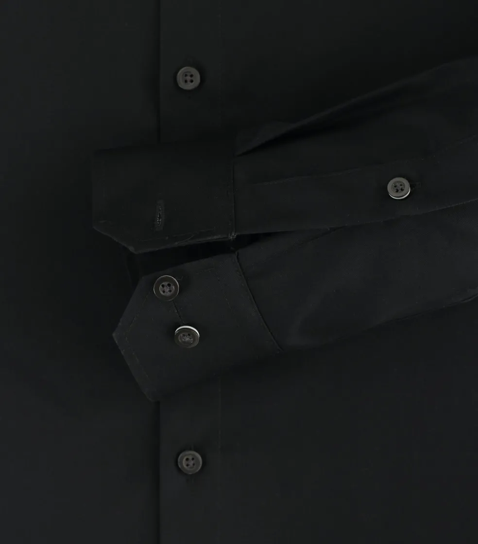 Redmond slim fit overhemd, popeline, zwart
