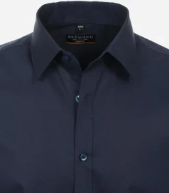 Redmond slim fit overhemd, popeline, blauw