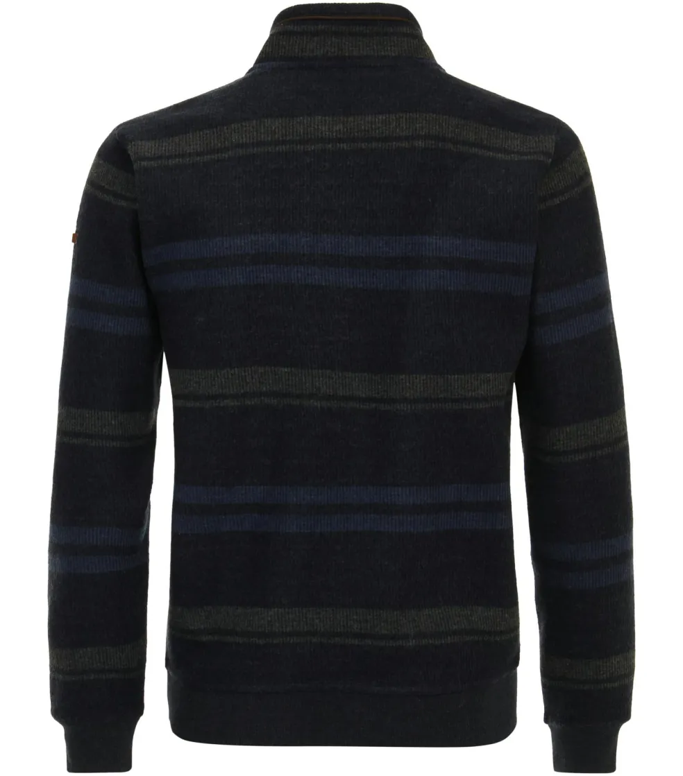 Redmond sweat heren schipperstrui sweatstof, opstaande kraag, blauw dessin (middeldik)