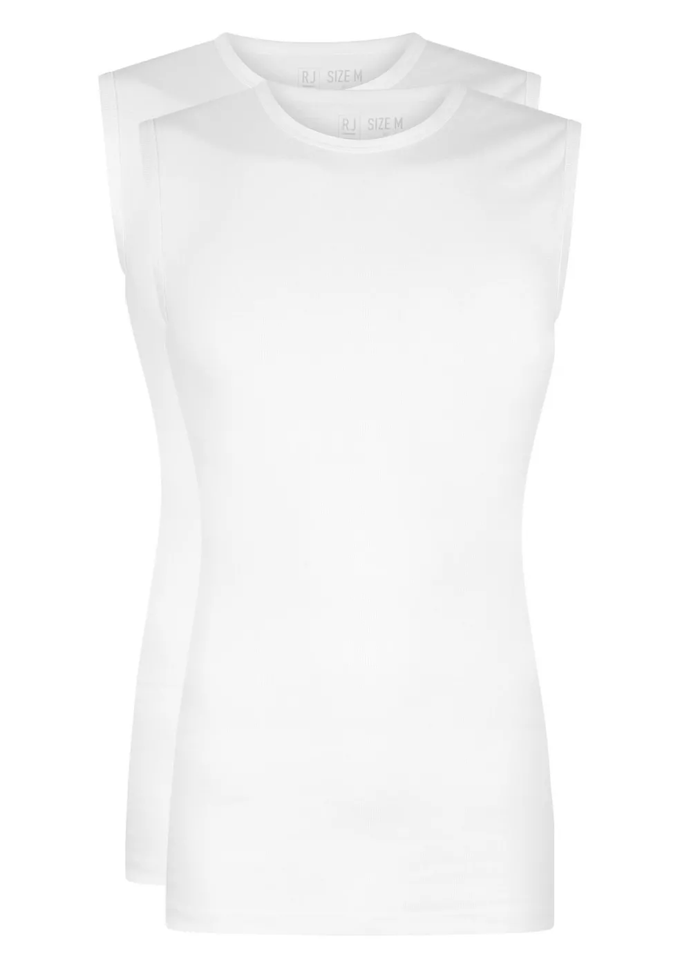 RJ Bodywear Everyday Assen shirts (2-pack), heren rib T-shirts mouwloos met O-hals, wit