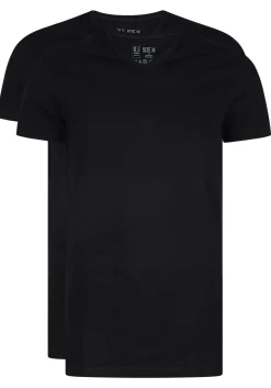 RJ Bodywear Everyday Gouda T-shirts (2-pack), heren T-shirts V-hals smal, zwart