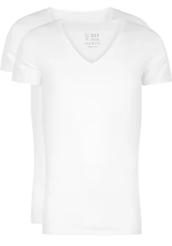 RJ Bodywear Everyday Nijmegen T-shirts (2-pack), heren stretch T-shirts diepe V-hals, wit