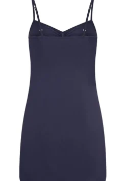 RJ Bodywear Pure Color dames jurk (1-pack), onderjurk met verstelbare bandjes, donkerblauw
