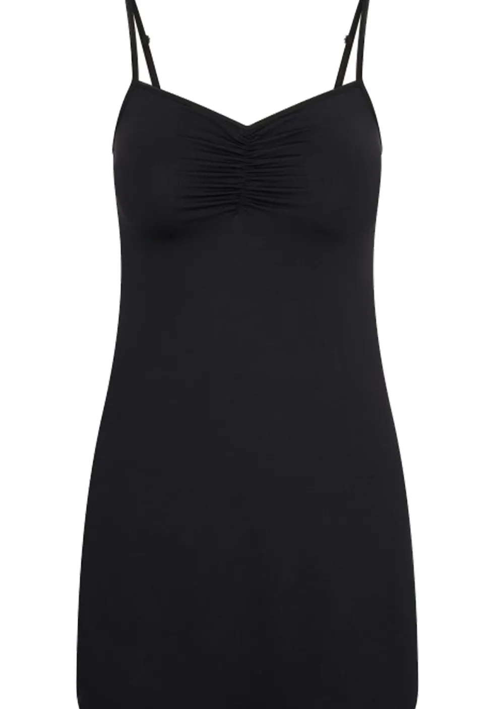 RJ Bodywear Pure Color dames jurk (1-pack), onderjurk met verstelbare bandjes, zwart