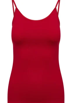RJ Bodywear Pure Color dames spaghetti top (1-pack), hemdje met smalle verstelbare bandjes, donkerrood