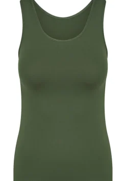 RJ Bodywear Pure Color dames top (1-pack), hemdje met brede banden, donkergroen